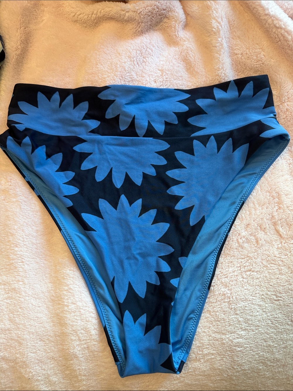 aerie Black & Blue Floral High-Waist Swim Bottom